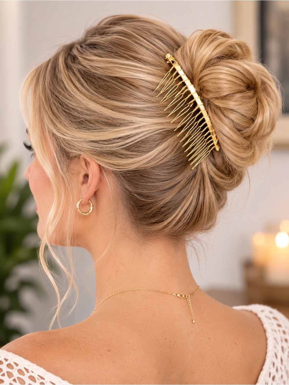$2 w/ bundle-Set of Gold Combs - gold color